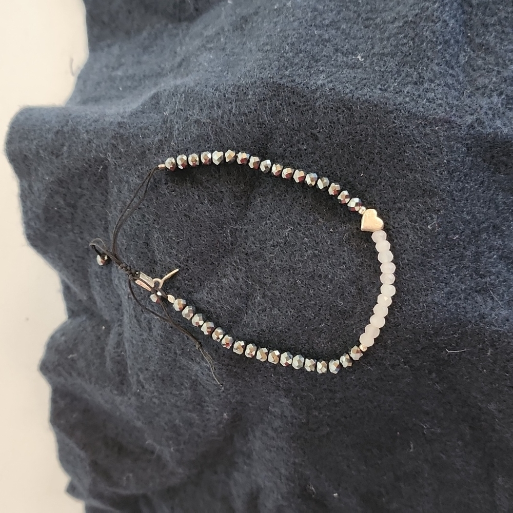 Glass and 925 heart braclet